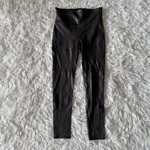 Spanx Black Faux Leather Leggings Size PM